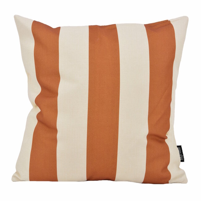 Sierkussen Ela Stripe Cognac | 45 x 45 cm | Katoen/Linnen
