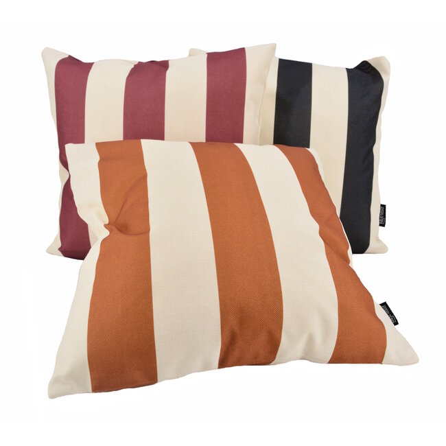 Sierkussen Ela Stripe Wijnrood | 45 x 45 cm | Katoen/Linnen