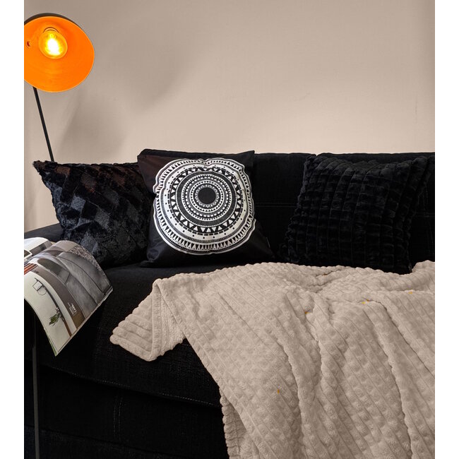 Mimi Fur Schwarz Kissenbezug | 45x45 cm | Polyester