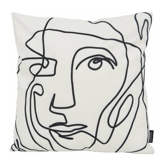 Gek op kussens! Abstract Face White - Outdoor Kissenbezug | 45x45 cm | Baumwolle