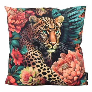 Gek op kussens! Flower Leopard #3 Kussenhoes | 45x45 cm | Katoen/Polyester