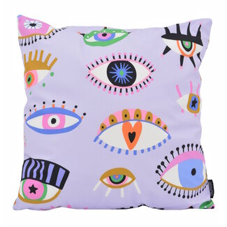 Gek op kussens! Colorful Eyes Lila Kissenbezug | 45x45 cm | Baumwolle/Polyester
