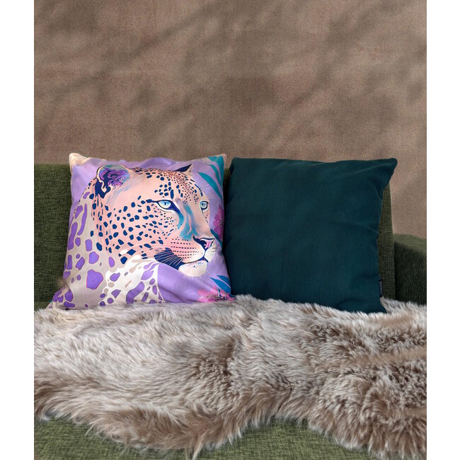 Lila Luipaard | 45 x 45 cm | Kussenhoes | Katoen / Polyester