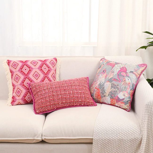 Aztec Pink Kissenbezug | 30x50 cm | Baumwolle/Leinen