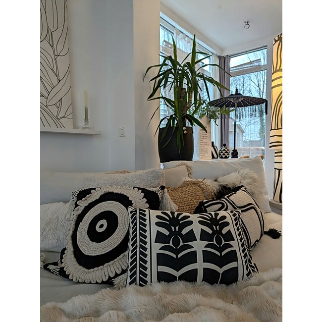 Tova Schwarz Kissenbezug | 30x50 cm | Baumwolle/Leinen