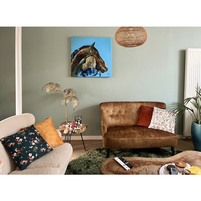 Mae Bloom Petrol - Outdoor Kissenbezug | 45x45 cm | Baumwolle