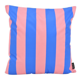 Gek op kussens! Streep Blauw/Roze Kussenhoes | 45x45 cm | Katoen/Polyester
