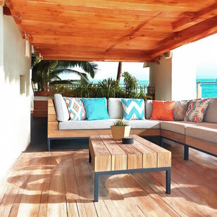 Nila Blauw - Outdoor Kussenhoes | 45x45 cm | Katoen/Polyester