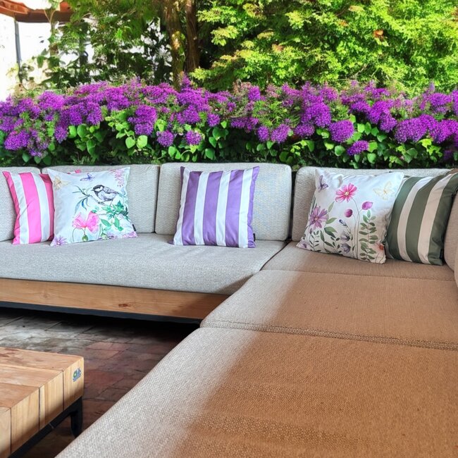 Sierkussen Streep Groen - Outdoor | 45 x 45 cm | Katoen/Polyester