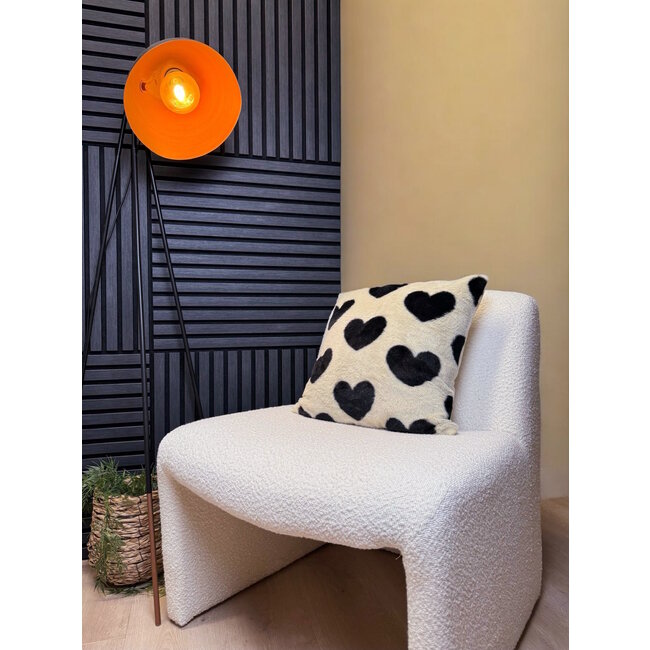 Furry Herz Schwarz Kissenbezug | 45x45 cm | Polyester