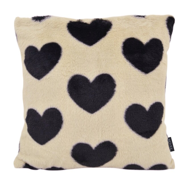 Furry Hart Zwart | 45 x 45 cm | Kussenhoes | Polyester