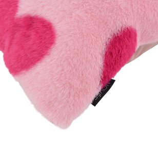 Furry Hart Roze Kussenhoes | 45x45 cm | Polyester