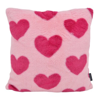 NOVÉE Furry Herz Rosa Kissenbezug | 45x45 cm | Polyester