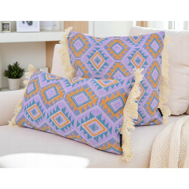 Aztec Purple Kissenbezug | 45x45 cm | Baumwolle/Leinen