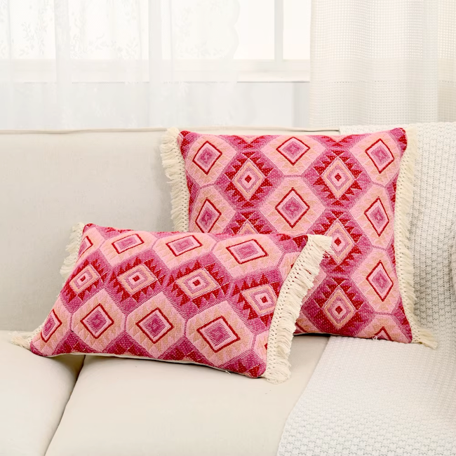 Aztec Pink Kissenbezug | 45x45 cm | Baumwolle/Leinen