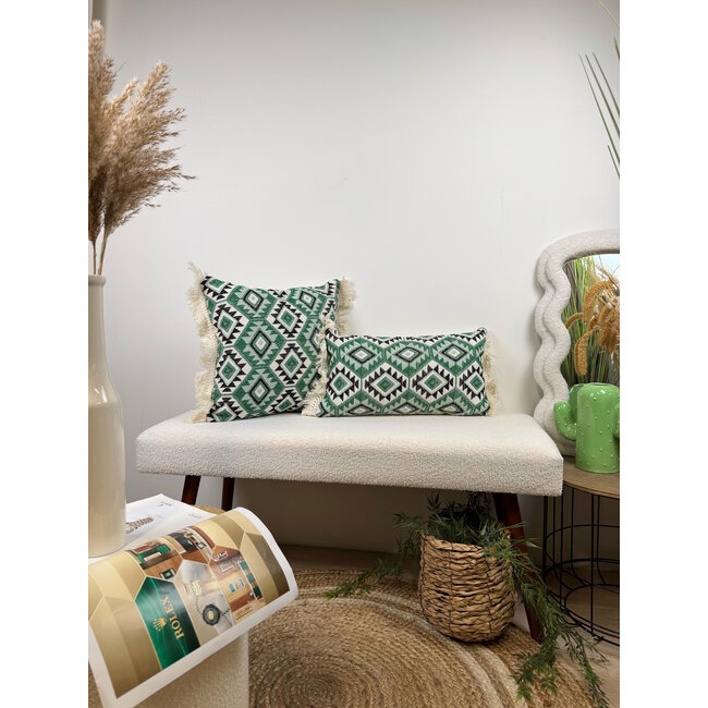 Aztec Green Kissenbezug | 30x50 cm | Baumwolle/Leinen
