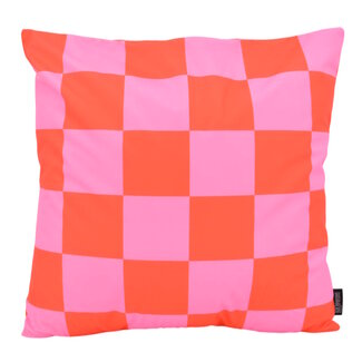Gek op kussens! Checker Rood/Roze Kussenhoes | 45x45 cm | Katoen/Polyester