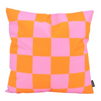 Gek op kussens! Checker Orange/Rosa Kissenbezug | 45x45 cm | Baumwolle/Polyester