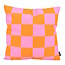 Checker Oranje/Roze Kussenhoes | 45x45 cm | Katoen/Polyester