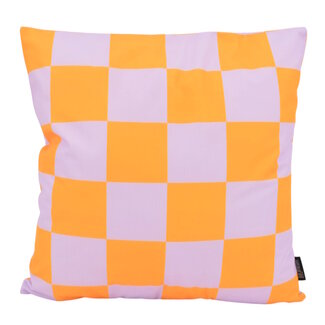 Gek op kussens! Checker Lila/Gelb Kissenbezug | 45x45 cm | Baumwolle/Polyester
