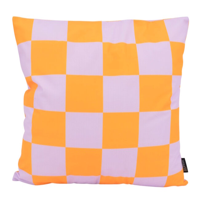 Checker Lila/Geel | 45 x 45 cm | Kussenhoes | Katoen/Polyester