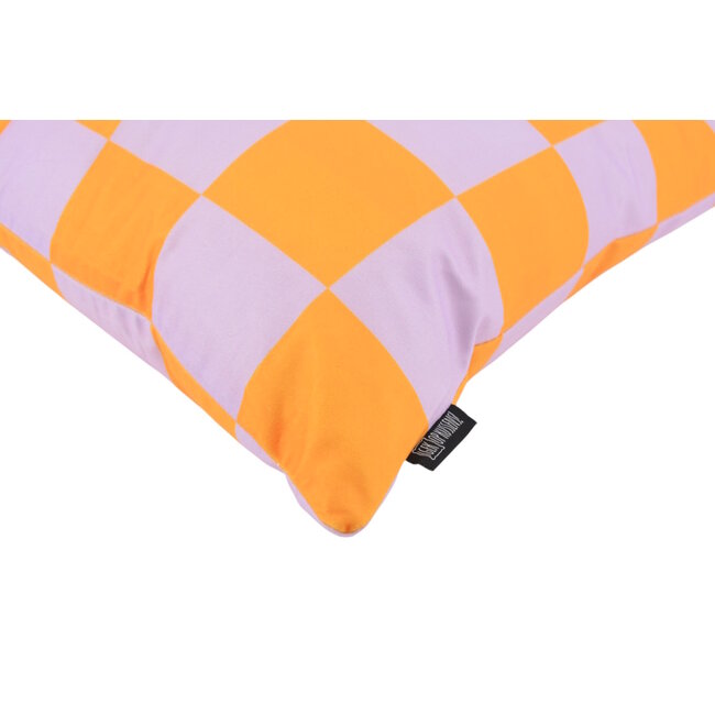 Checker Lila/Geel Kussenhoes | 45x45 cm | Katoen/Polyester
