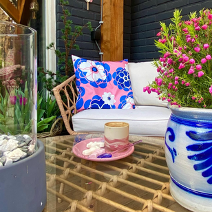 Pink Blue Flower Kussenhoes | 45x45 cm | Katoen/Polyester