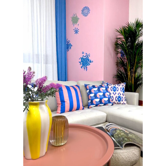 Sierkussen Pink Blue Bloom | 45 x 45 cm | Katoen/Polyester