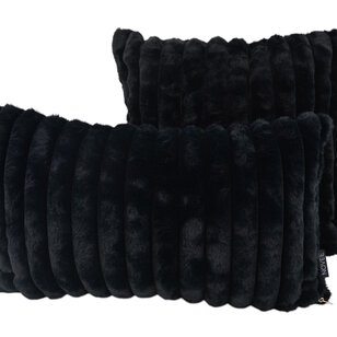 Rosie Rib Zwart Kussenhoes | 30x50 cm | Polyester