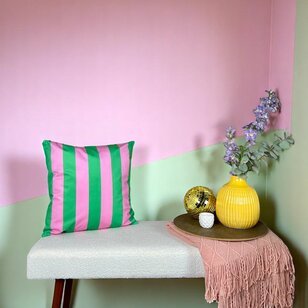 Streep Groen/Roze Kussenhoes | 45x45 cm | Katoen/Polyester
