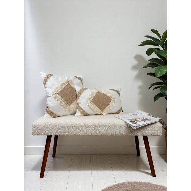 Square Jute Kussenhoes | 45x45 cm | Katoen/Jute