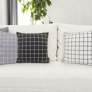 Vierkantjes Grijs/Wit Kussenhoes | 45x45 cm | Katoen/Polyester