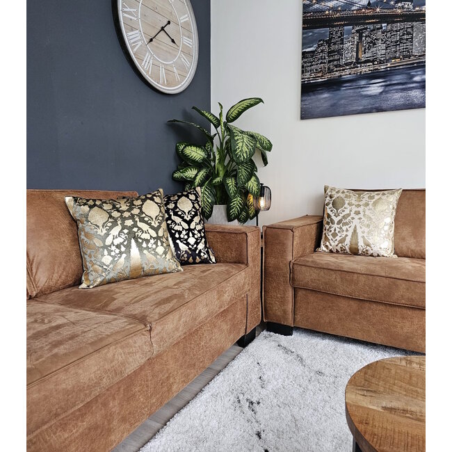 Damask Black/Gold Kissenbezug | 45x45 cm | Samt/Viskose