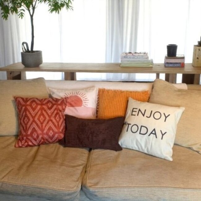 Sierkussen Enjoy Today  | 45 x 45 cm | Katoen/Linnen