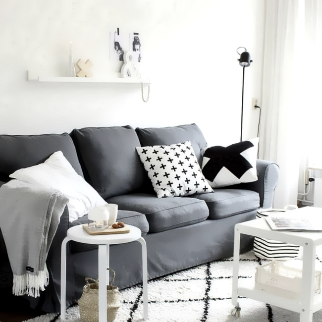 Wit-Zwart Kruisjes | 45 x 45 cm | Kussenhoes | Katoen