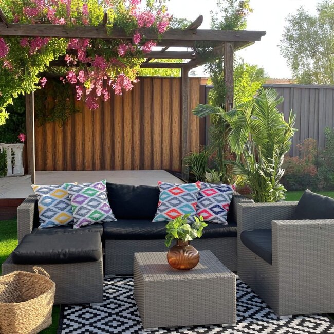 Diamond Groen/Paars - Outdoor Kussenhoes | 45x45 cm | Katoen