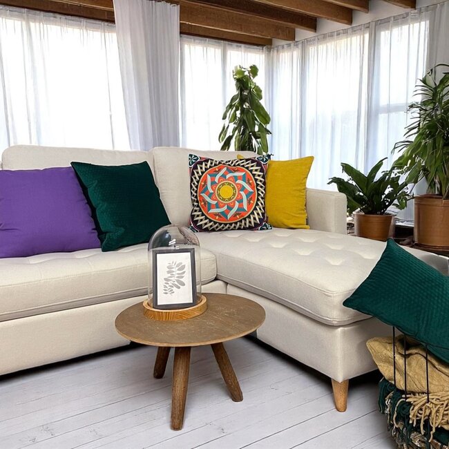 Sierkussen Dark Green Velvet Button Long | 30 x 50 cm | Velvet/Polyester