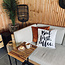 Sierkussen But First, Coffee - Outdoor | 45 x 45 cm | Katoen