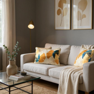 Sierkussen Velvet Ginkgo #3 | 30 x 50 cm | Velvet/Polyester