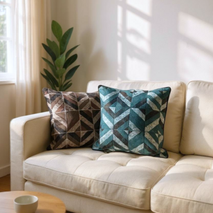 Sierkussen Stripe Patchwork #2 | 45 x 45 cm | PU Leder