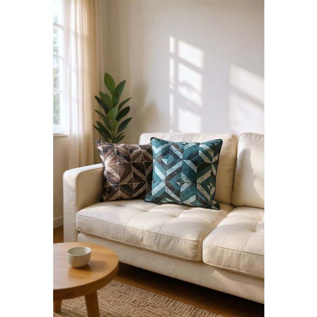 Sierkussen Stripe Patchwork #2 | 45 x 45 cm | PU Leder