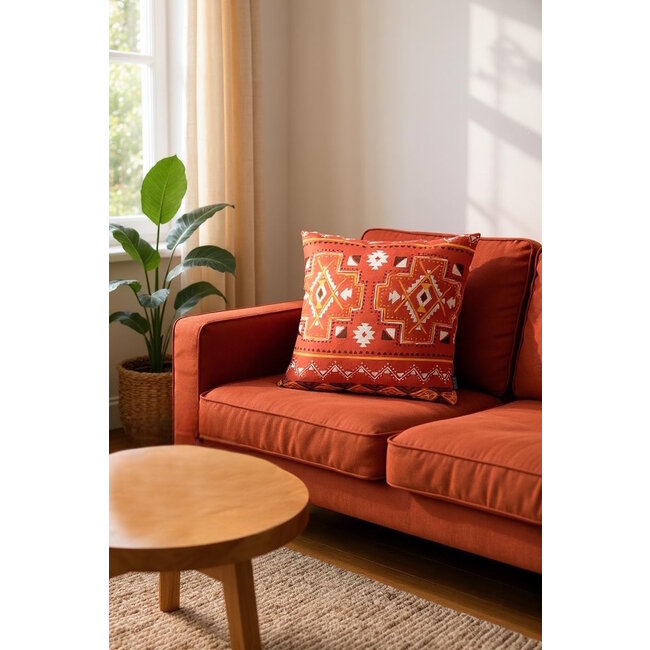 Indian Style Terra | 45 x 45 cm | Kussenhoes | Katoen/Linnen