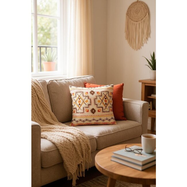 Indian Style Beige | 45 x 45 cm | Kussenhoes | Katoen/Linnen