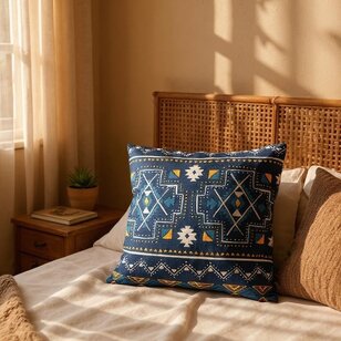 Indian Style Darkblue Kussenhoes | 45x45 cm | Katoen/Linnen