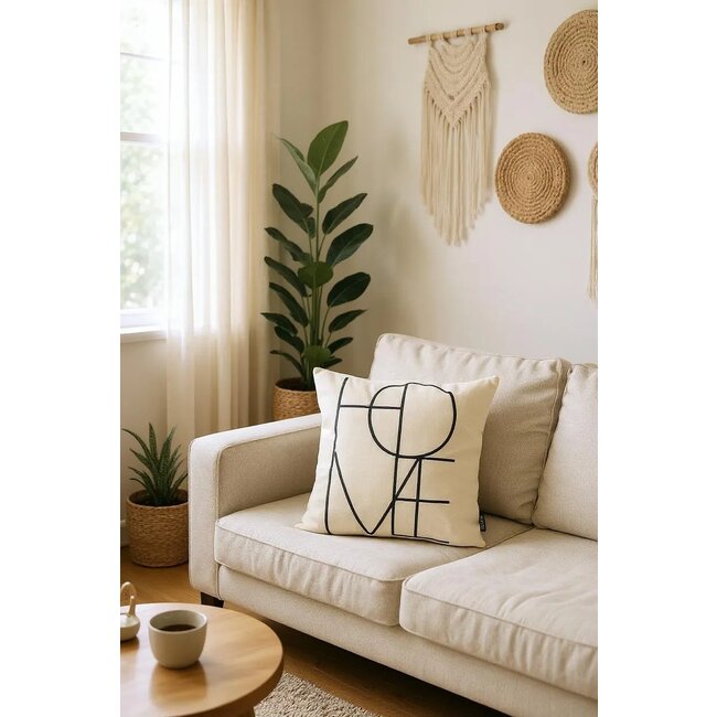 HOME Kissenbezug | 45x45 cm | Baumwolle/Leinen