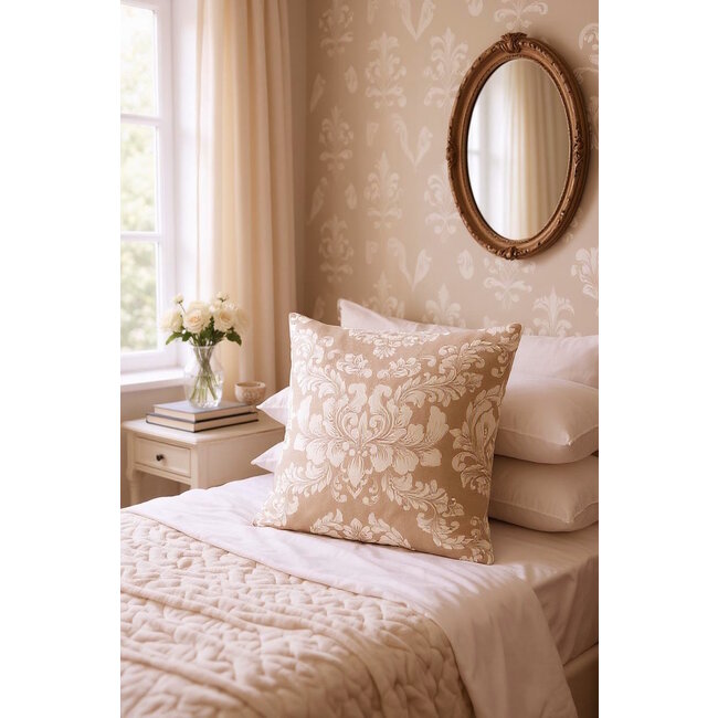 Barock Beige/Rosa Kissenbezug | 45x45 cm | Baumwolle/Polyester