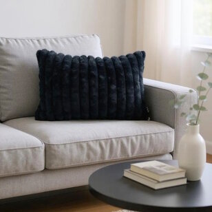 Rosie Rib Zwart Kussenhoes | 30x50 cm | Polyester
