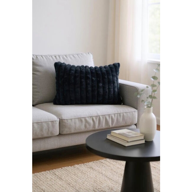 Rosie Rib Schwarz Kissenbezug | 30x50 cm | Polyester