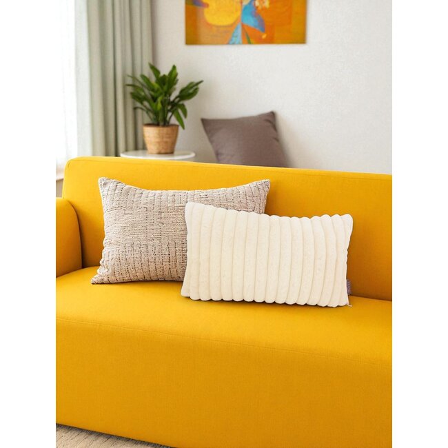 Rosie Rib Creme Kussenhoes | 30x50 cm | Polyester