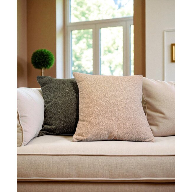 Bouclé Olivgrün Kissenbezug | 45x45 cm | Polyester